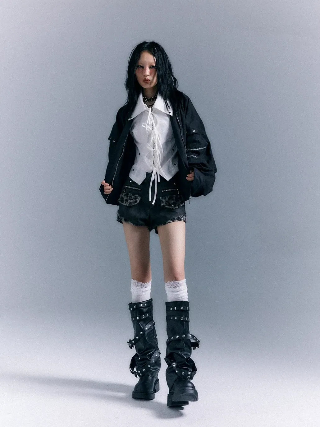 Frustration Garden Oversized Punk Aviator Jacket