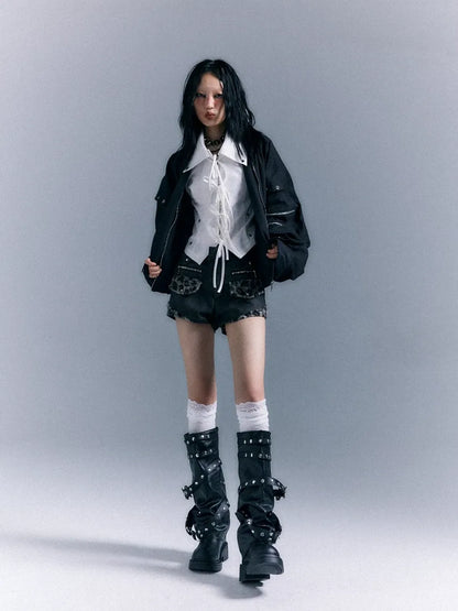 Frustration Garden Oversized Punk Aviator Jacket