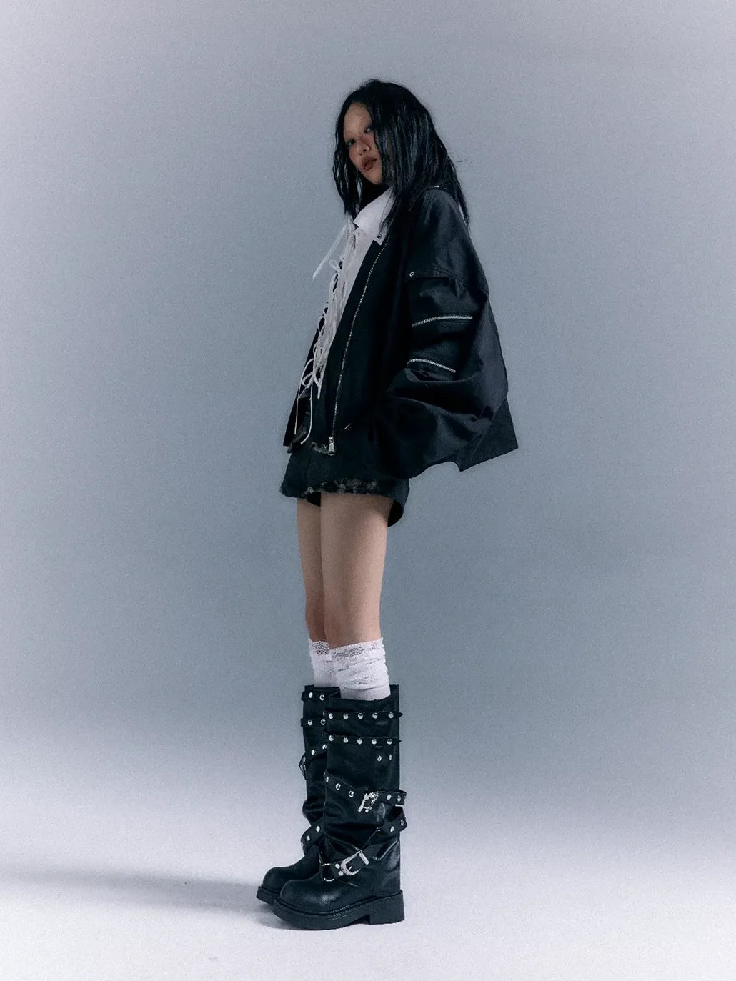 Frustration Garden Oversized Punk Aviator Jacket