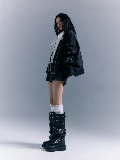 Frustration Garden Oversized Punk Aviator Jacket