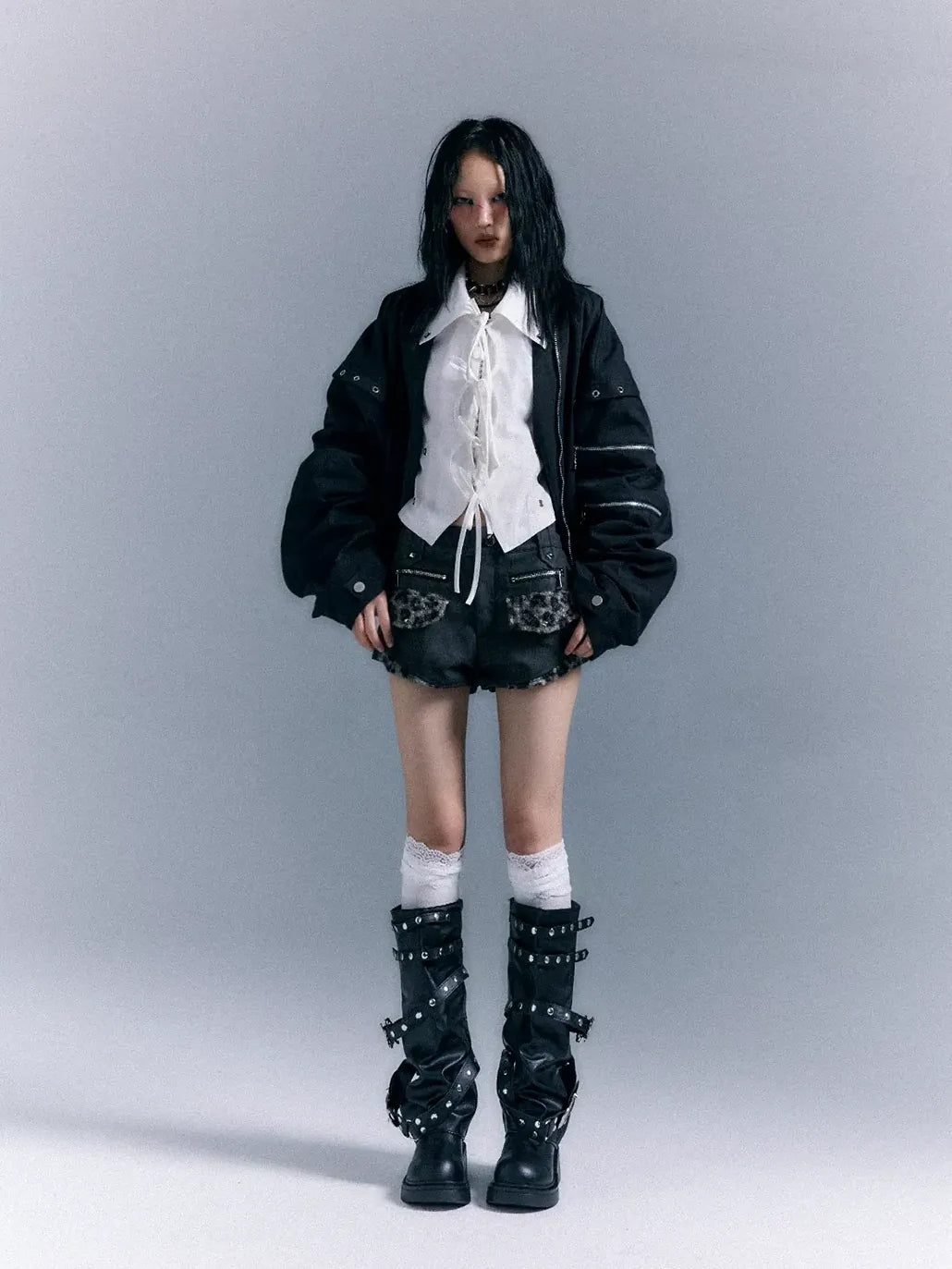 Frustration Garden Oversized Punk Aviator Jacket