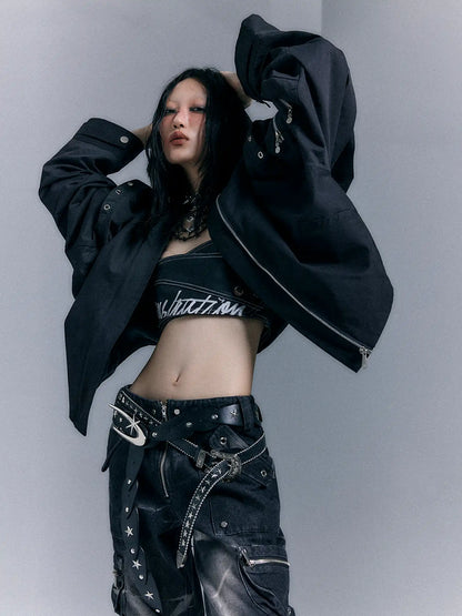 Frustration Garden Oversized Punk Aviator Jacket