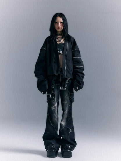 Frustration Garden Oversized Punk Aviator Jacket