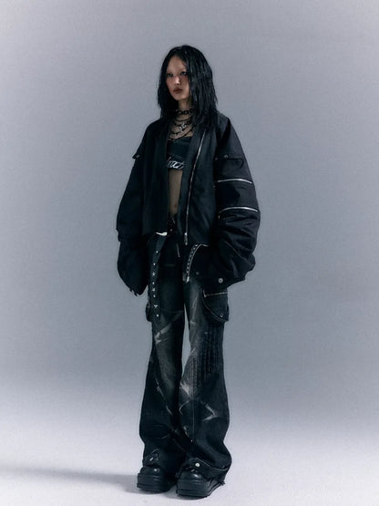 Frustration Garden Oversized Punk Aviator Jacket