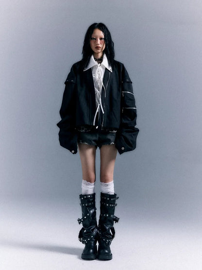 Frustration Garden Oversized Punk Aviator Jacket