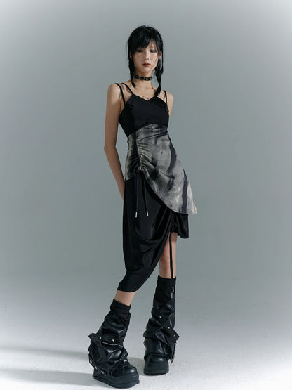 Frustration Garden Punk Asymmetry Rope Hem Slip Dress