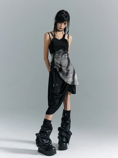 Frustration Garden Punk Asymmetry Rope Hem Slip Dress