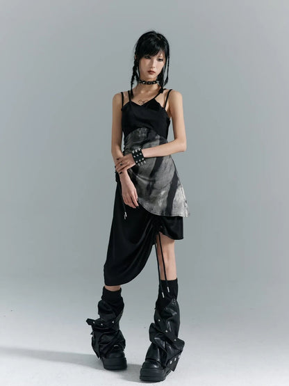 Frustration Garden Punk Asymmetry Rope Hem Slip Dress