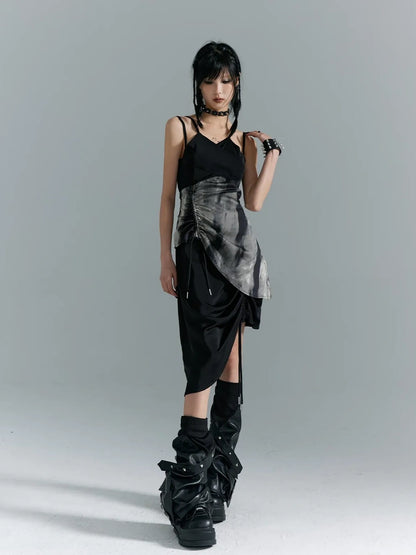 Frustration Garden Punk Asymmetry Rope Hem Slip Dress