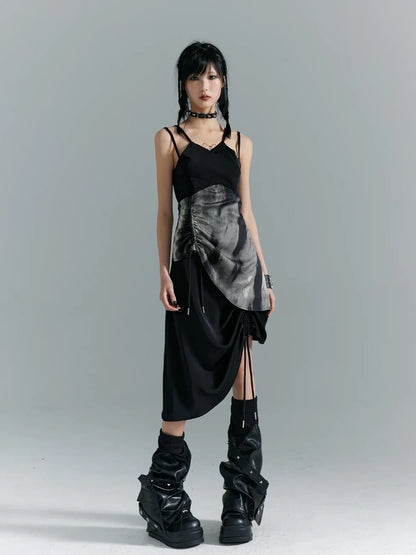 Frustration Garden Punk Asymmetry Rope Hem Slip Dress