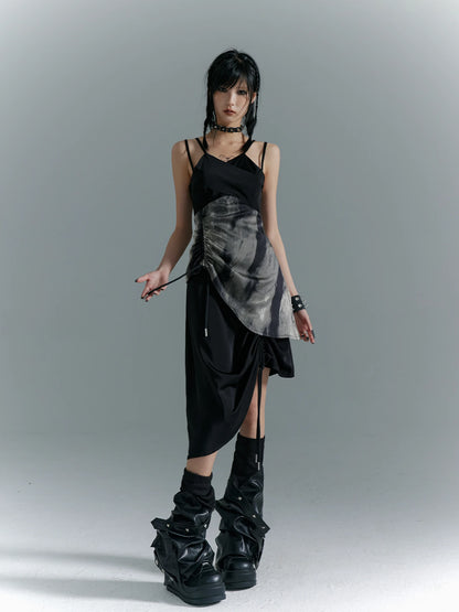 Frustration Garden Punk Asymmetry Rope Hem Slip Dress