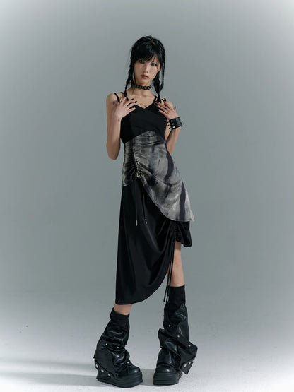 Frustration Garden Punk Asymmetry Rope Hem Slip Dress