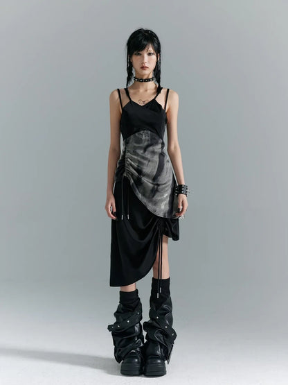 Frustration Garden Punk Asymmetry Rope Hem Slip Dress