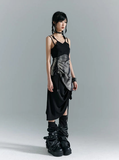 Frustration Garden Punk Asymmetry Rope Hem Slip Dress