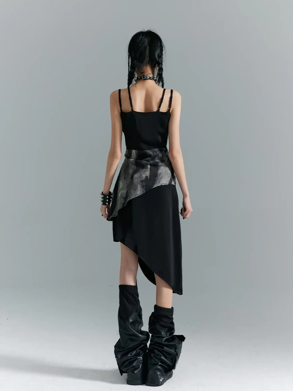 Frustration Garden Punk Asymmetry Rope Hem Slip Dress