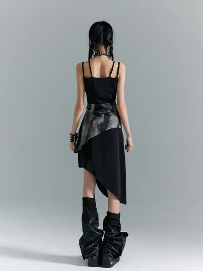 Frustration Garden Punk Asymmetry Rope Hem Slip Dress