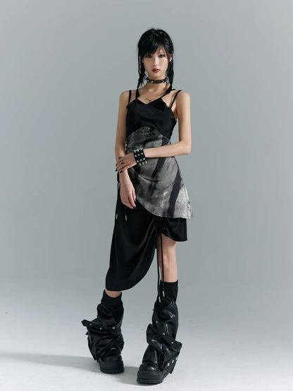Frustration Garden Punk Asymmetry Rope Hem Slip Dress