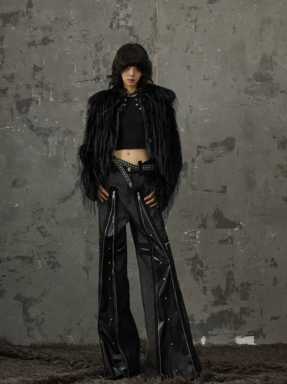 Frustration Garden Punk Chain Cross Flared Jeans