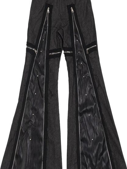 Frustration Garden Punk Chain Cross Flared Jeans