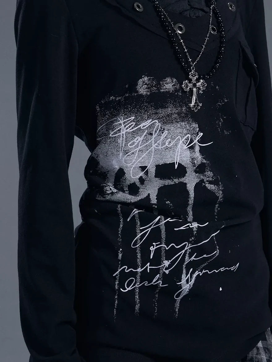 Frustration Garden Punk Chiffon Print Layered T-shirt