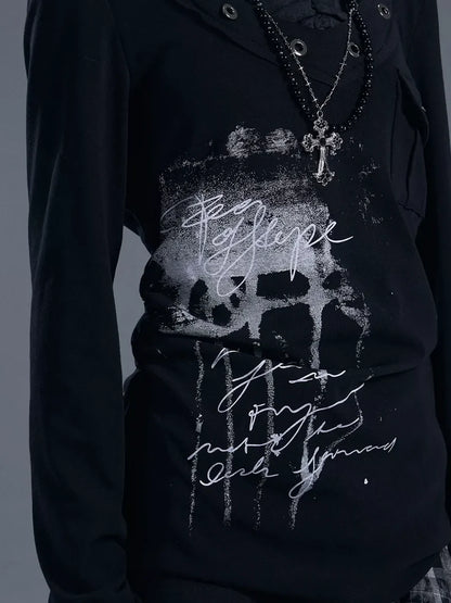 Frustration Garden Punk Chiffon Print Layered T-shirt