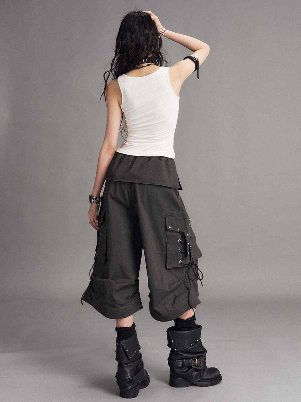Frustration Garden Punk Cross Print Faux Layered Racerback Slim Women&