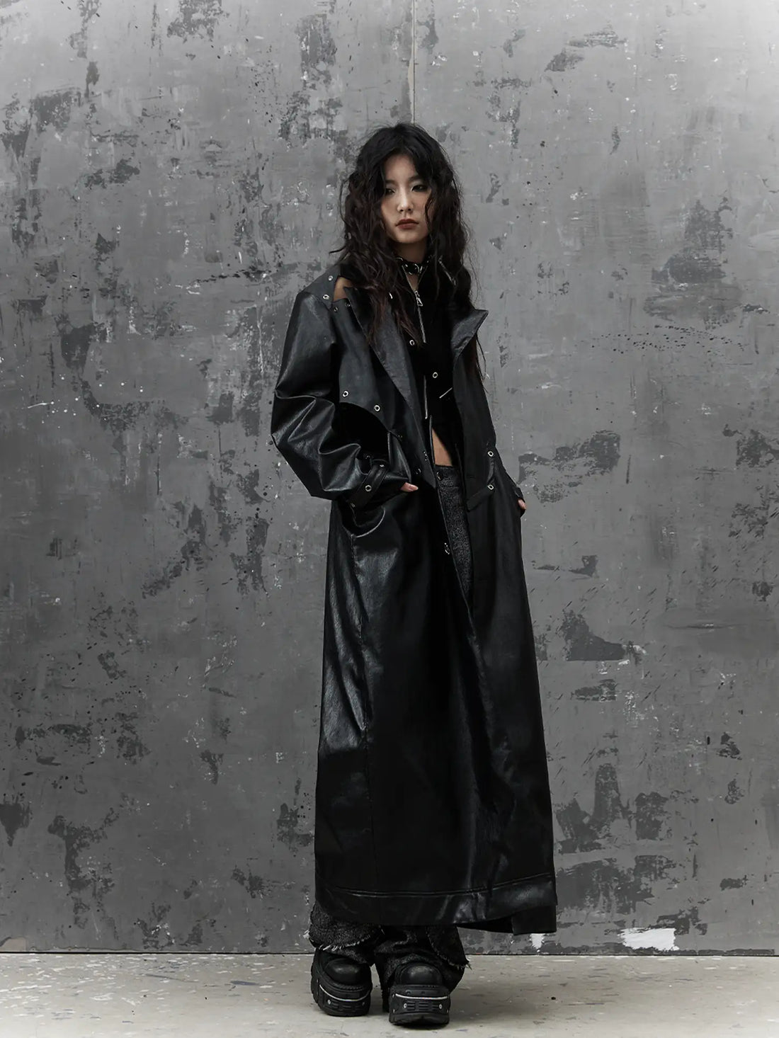 Punk Deconstructed Long Leather Coat