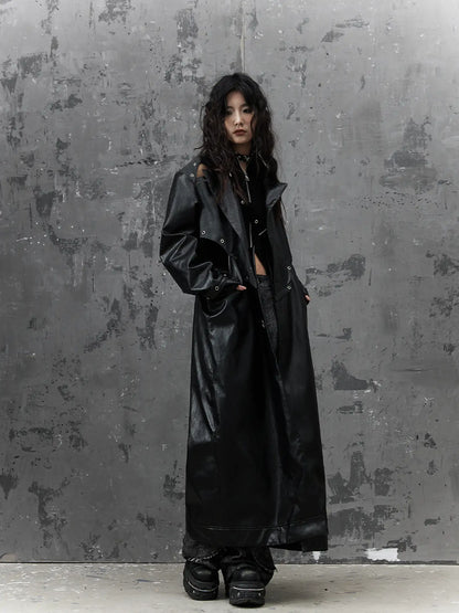 Punk Deconstructed Long Leather Coat