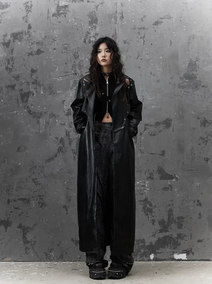 Punk Deconstructed Long Leather Coat