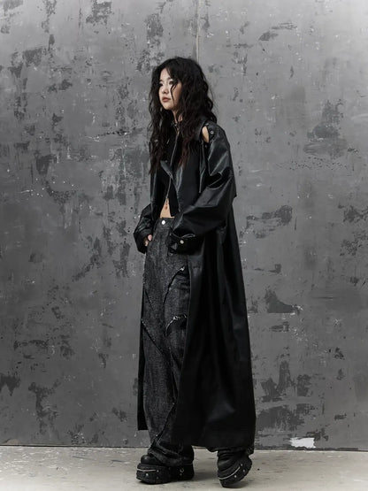 Punk Deconstructed Long Leather Coat
