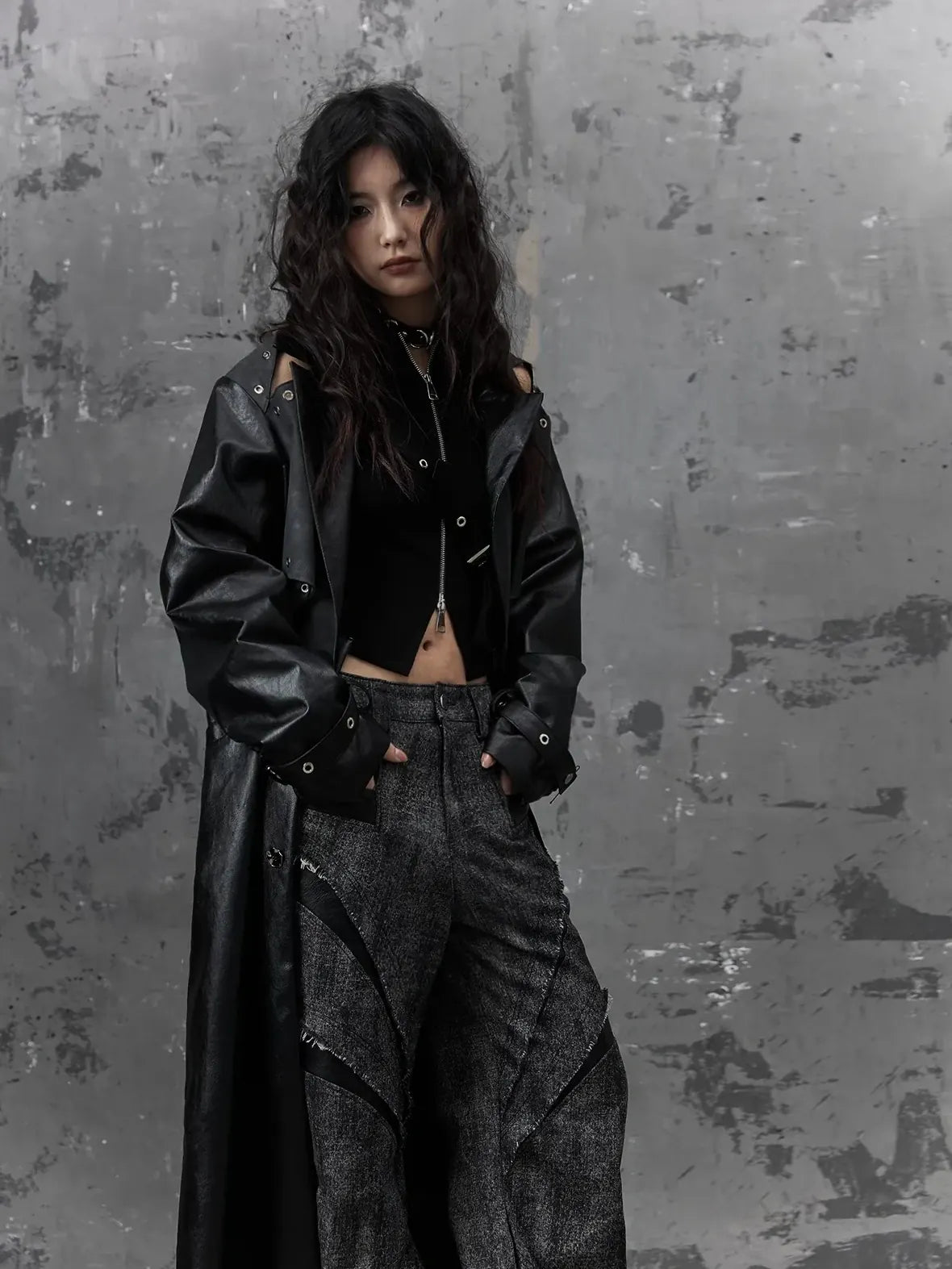 Punk Deconstructed Long Leather Coat