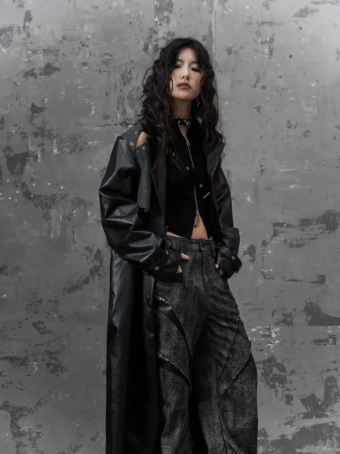 Punk Deconstructed Long Leather Coat
