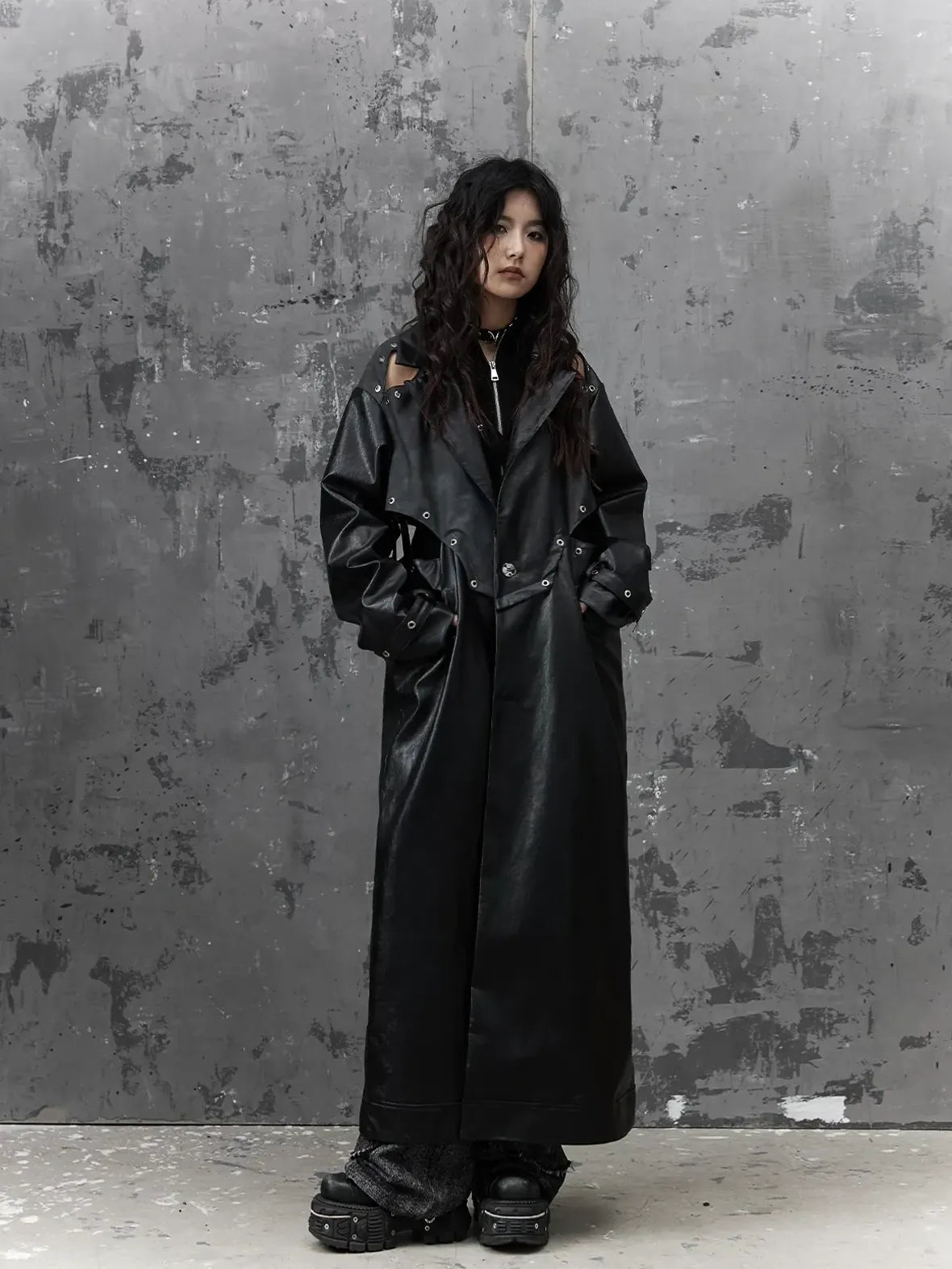 Punk Deconstructed Long Leather Coat