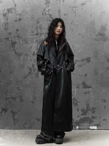 Punk Deconstructed Long Leather Coat