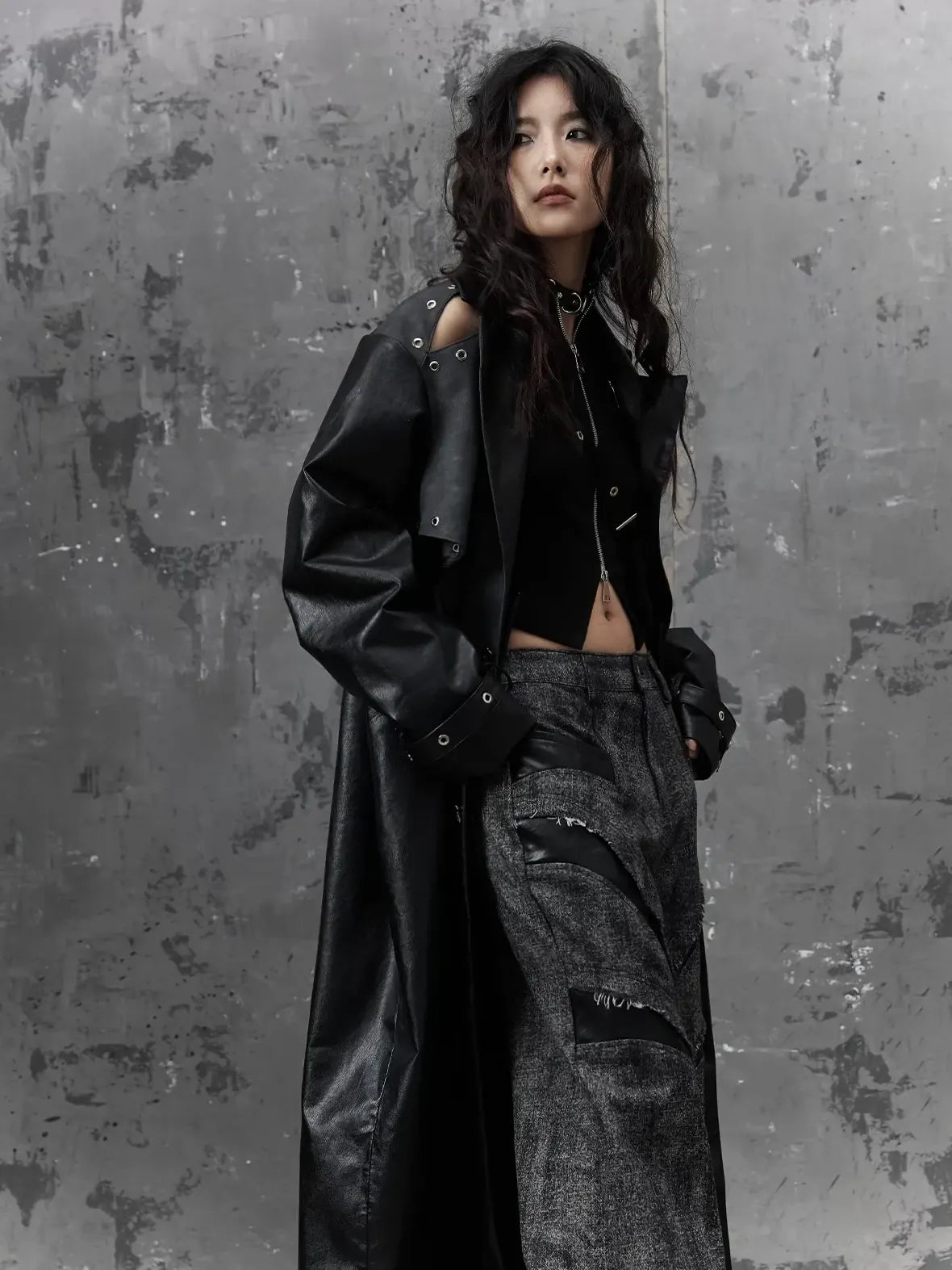 Punk Deconstructed Long Leather Coat