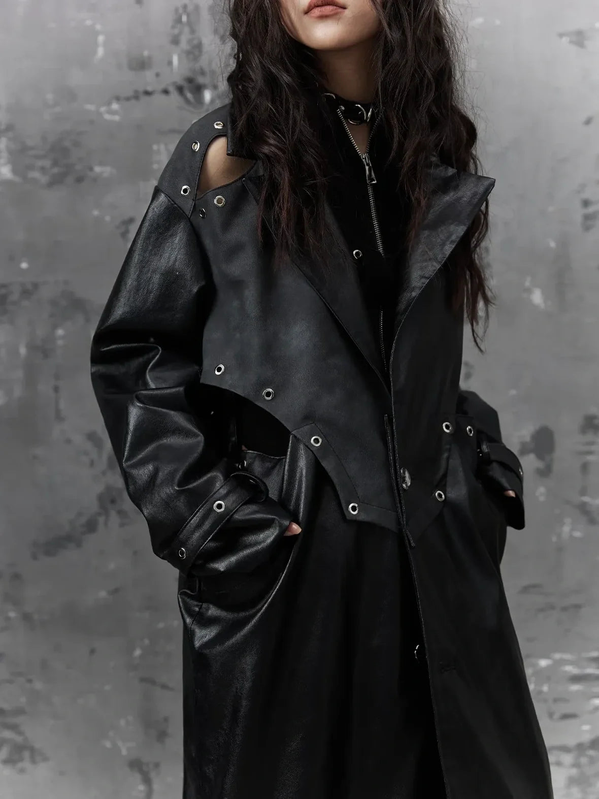 Punk Deconstructed Long Leather Coat