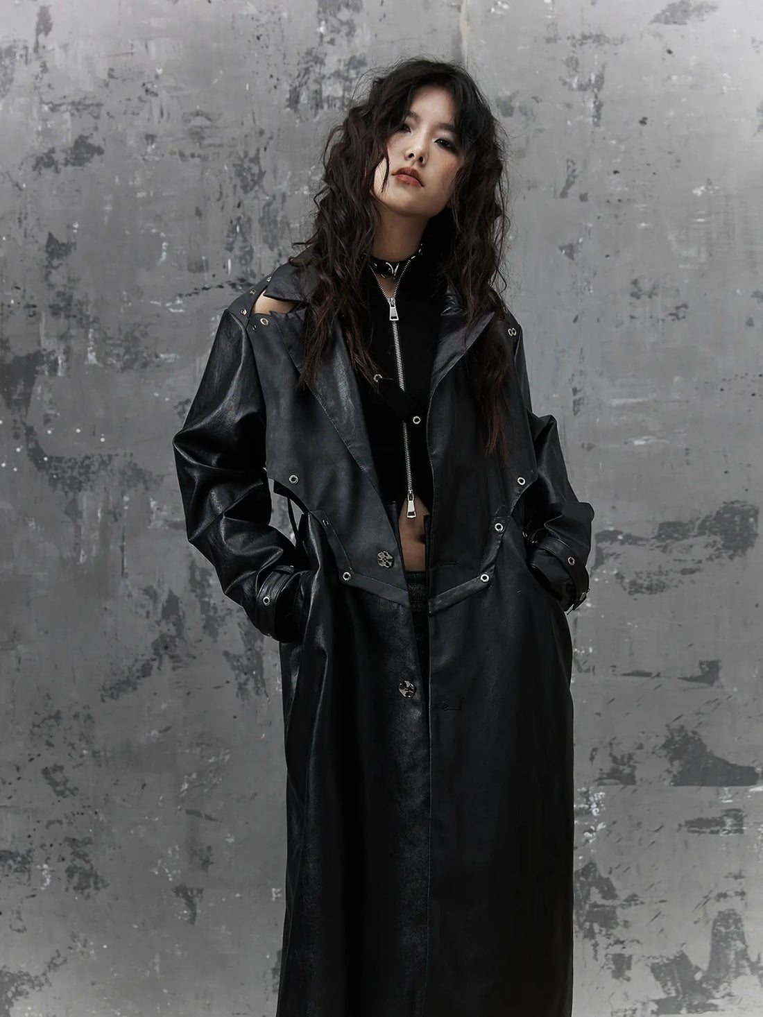Punk Deconstructed Long Leather Coat