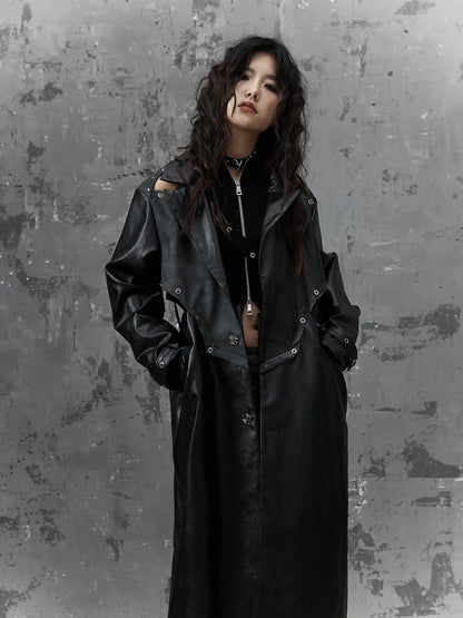 Punk Deconstructed Long Leather Coat
