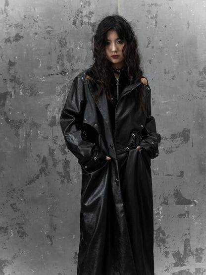 Punk Deconstructed Long Leather Coat