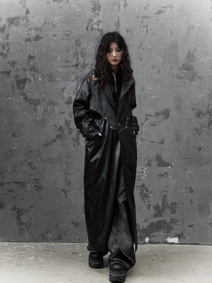 Punk Deconstructed Long Leather Coat