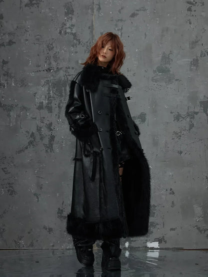 Frustration Garden Punk Heavy Duty Vegan Fur Long Coat