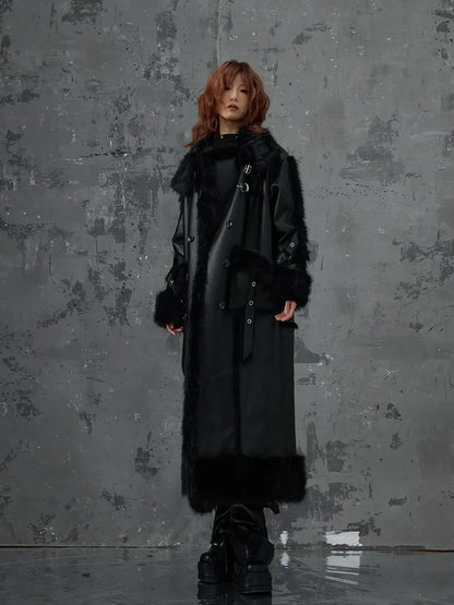 Frustration Garden Punk Heavy Duty Vegan Fur Long Coat