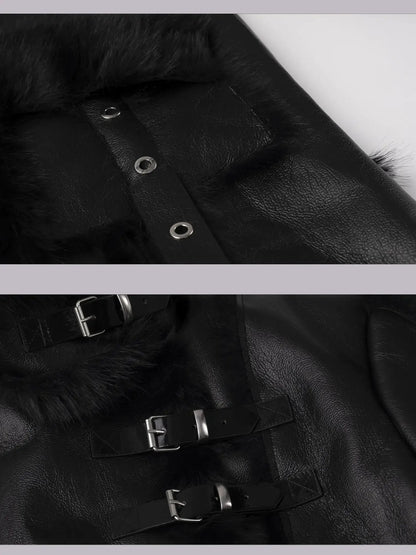 Frustration Garden Punk Heavy Duty Vegan Fur Long Coat