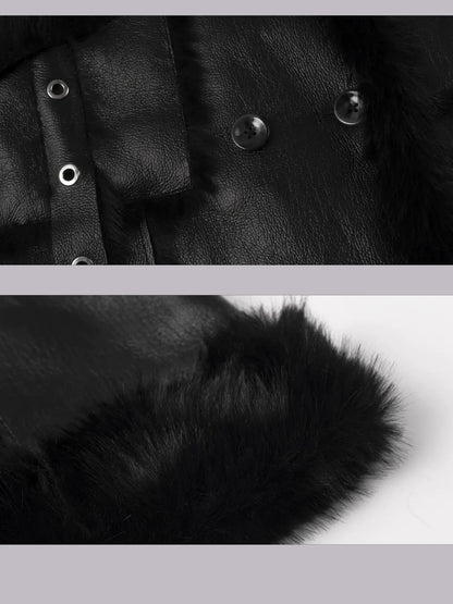 Frustration Garden Punk Heavy Duty Vegan Fur Long Coat