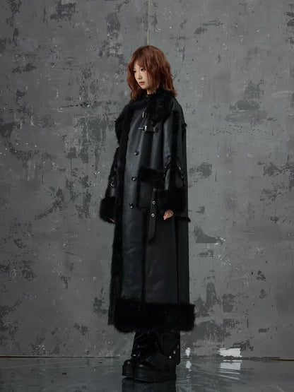 Frustration Garden Punk Heavy Duty Vegan Fur Long Coat