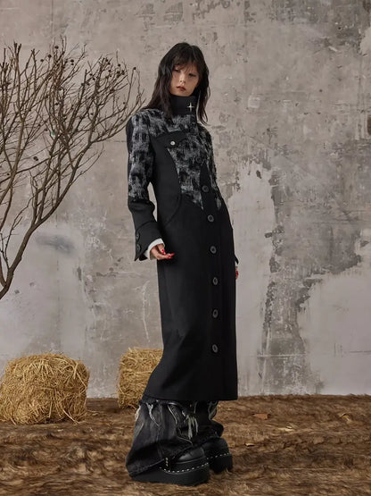 Frustration Garden Punk Inspired Wool Blend Long Coat