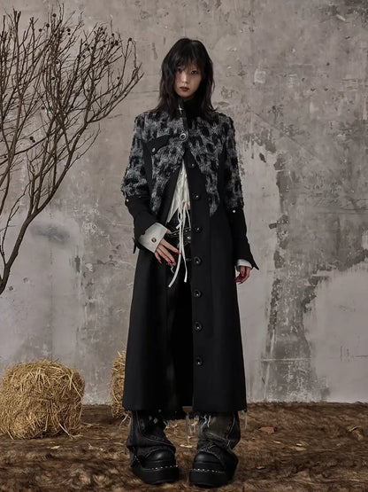 Frustration Garden Punk Inspired Wool Blend Long Coat