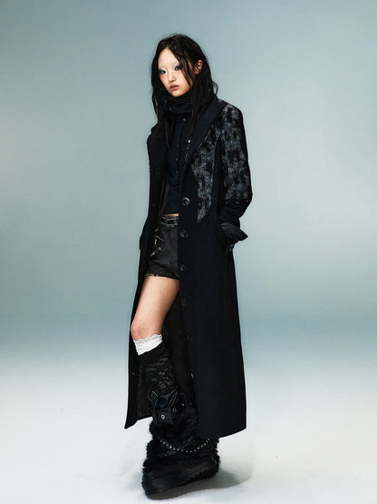 Frustration Garden Punk Inspired Wool Blend Long Coat