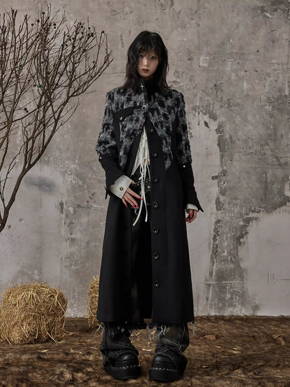 Frustration Garden Punk Inspired Wool Blend Long Coat