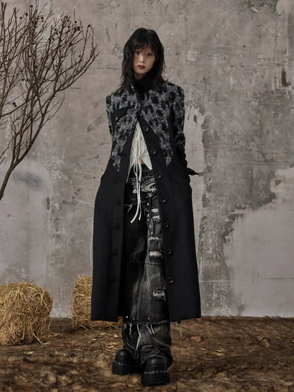 Frustration Garden Punk Inspired Wool Blend Long Coat